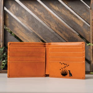 Personalized Leather Wallet, Engraved Leather Custom Wallet, Anniversary Gift For Him, Gift for Hunter, Gift for Dad, Gift for Boyfriend