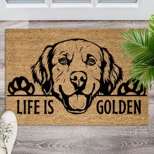 Life is Golden Door Mat, Golden Retriever Lover, Door mat for Pet Owner, Golden Retriever Gift, Gift For Dog Lover, Decor for Pet Shop
