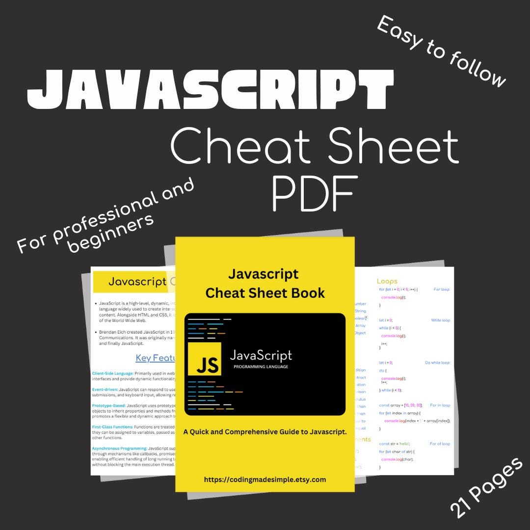 Ultimate Javascript Cheat Sheet PDF Comprehensive Coding Reference ...