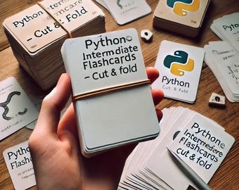 Python Flashcards - Cut and Fold | Learn Python Fast | Digital Download | Coding Study Cards | Python Basics and Intermediate Concepts