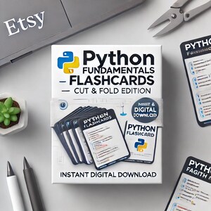 Python Flashcards for Beginners | Cut and Fold | Learn Python Fast | Digital Download | Coding Study Cards | Python Basics & More