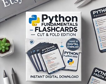 Python Flashcards for Beginners | Cut and Fold | Learn Python Fast | Digital Download | Coding Study Cards | Python Basics & More