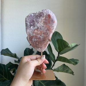 Druzy Pink Amethyst Slab with Stand