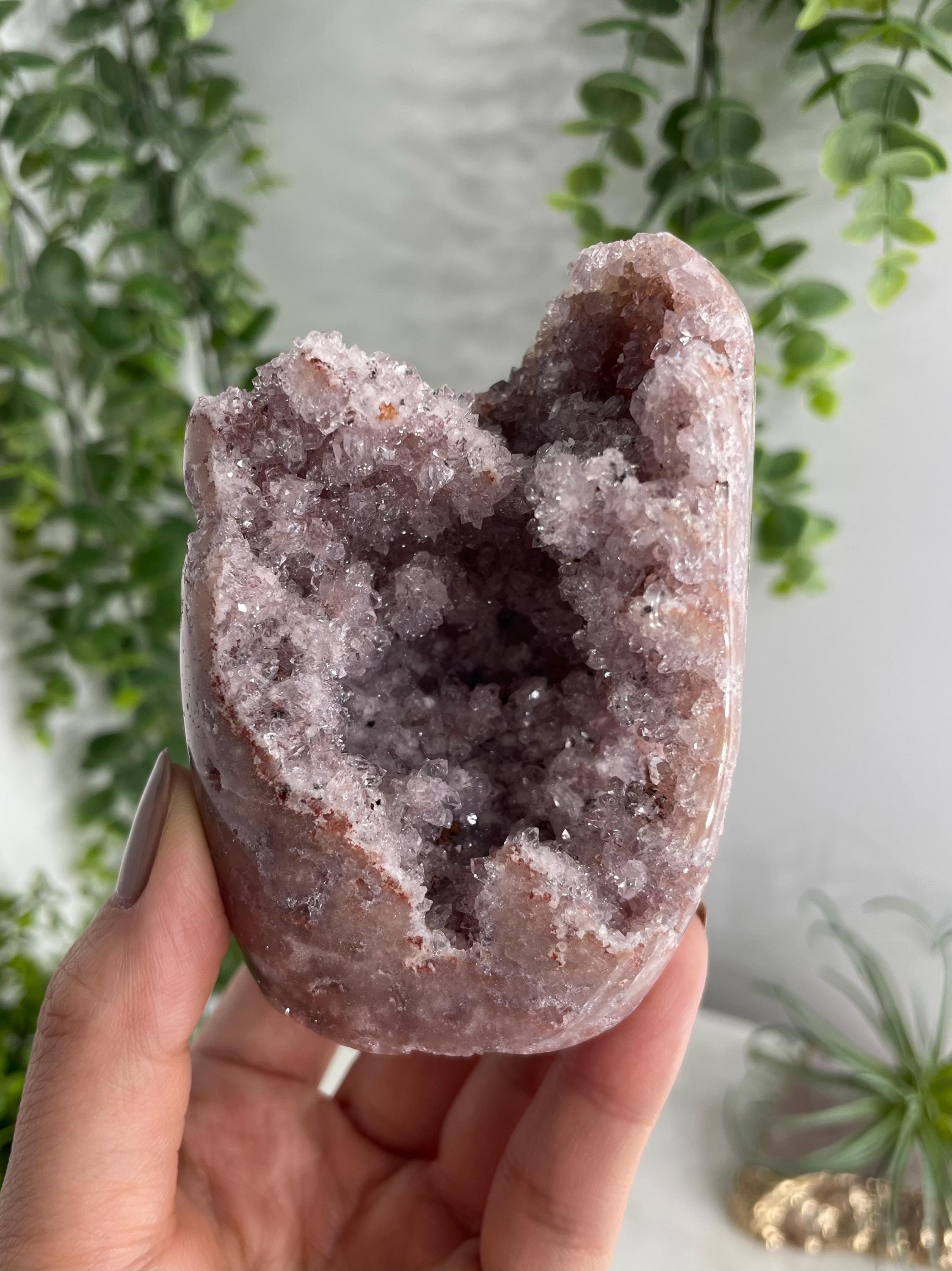 最終特価【 天然石 美しい ピンクアメジストドゥルージー 原石フリー