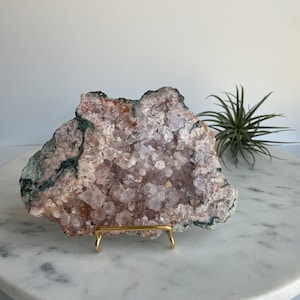 Pink Amethyst x Quartz Slab with Green Jasper