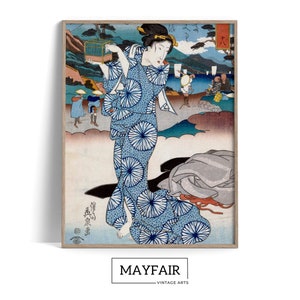 Printable Japanese Woman Painting, Vintage Art, Wall Art Digital Download | 10003