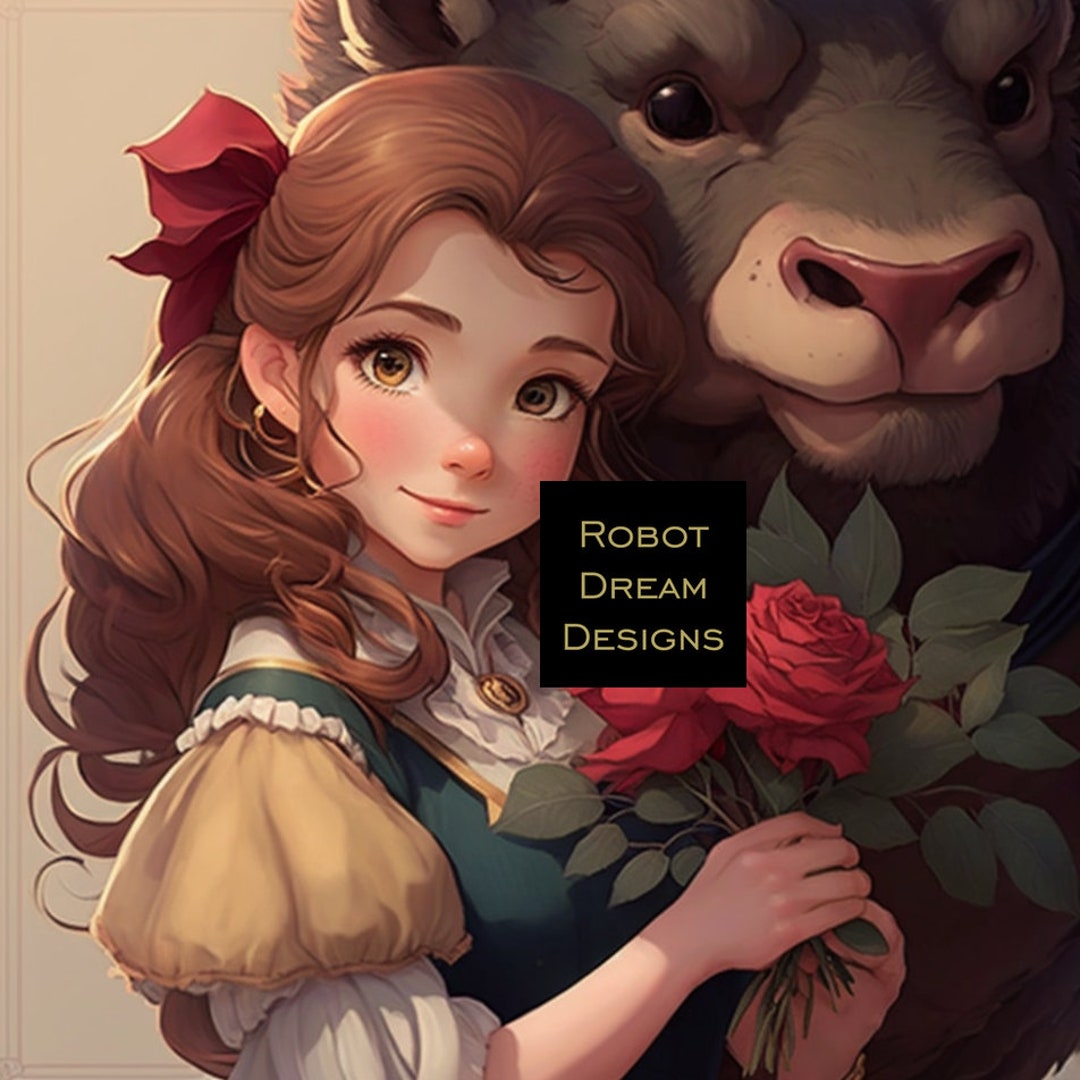 Anime Style Beauty and the Beast Digital Art Digital Artwork - Etsy