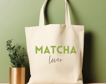 Matcha Lover Tote Bag Coffee Totes Tea Lover Gift for Friends Matcha Latte Lover Purse Boho Tote Bag Minimalist Graphic Bag Organic Cotton