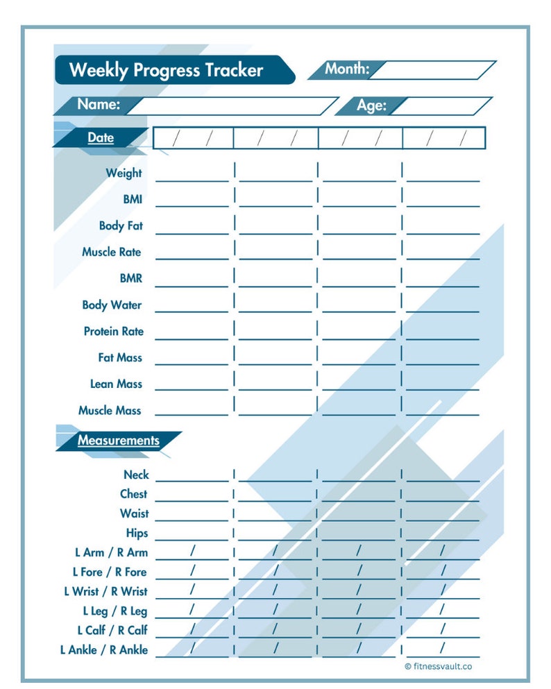 Weekly Progress Tracker Fitness Planner Weight Loss Fitness Journal ...