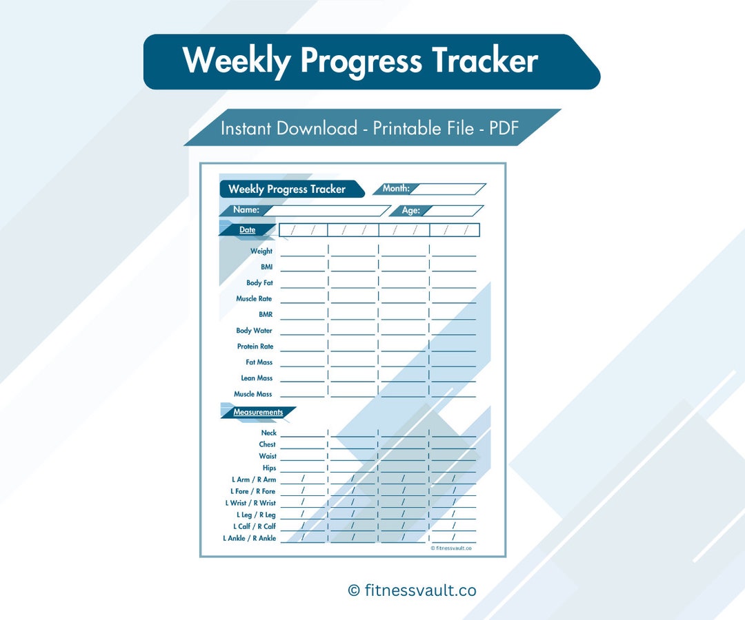 Weekly Progress Tracker Fitness Planner Weight Loss Fitness Journal ...