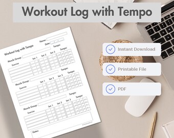 Workout Log Printable Template Daily Exercise Log Fitness Tracker ...