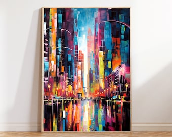 Abstract Contemporary Cityscape Printable Art for Urban Decor | Above Sofa | Modern Abstract Wall Art Gift | Instant Download | Gallery Art