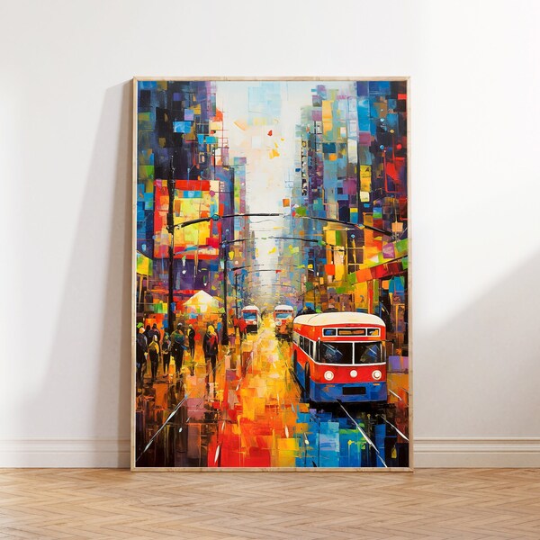 Cityscape Wall Art | City Street Digital Print | Modern City | Abstract Print Download | City Wall Art | Urban Landscape | Printable Art