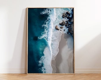 Modern Coastal Printable, Beach Print Download, Ocean Print, Wall Art, Prints, Indigo Blue Wall Decor, Nautical Art, Beach Digital Print