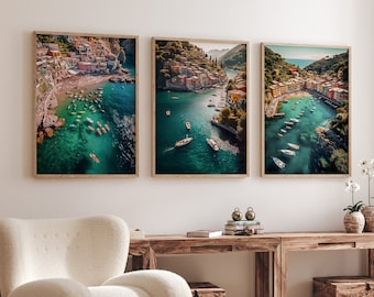 Italy Coast Art Print Set: Lake Como, Amalfi, Portofino (Digital Download)