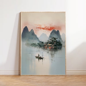 Chinese Vintage Printable | Chinese Art Print | Oriental | Gift Idea | Landscape Art | Chinese Culture | Japanese Art | Asian Deco 7 Frame