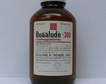 Quaalude Bottle, Amber Glass Bottle, Methaqualone/Rorer Bottle, 500 Tablets 32oz Bottle, Enjoy The Memories!