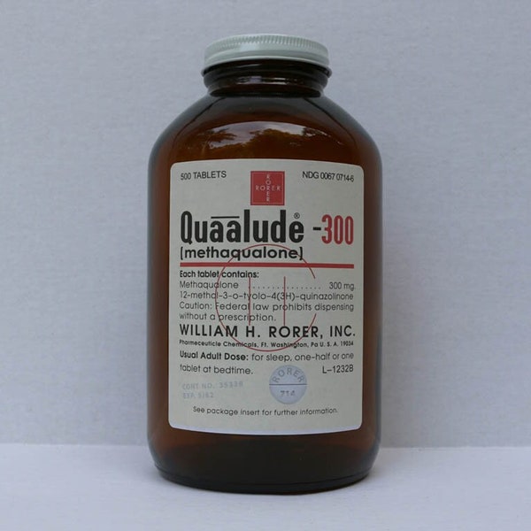 Quaalude Bottle, Amber Glass Bottle, Methaqualone/Rorer Bottle, 500 Tablets 32oz Bottle, Enjoy The Memories!