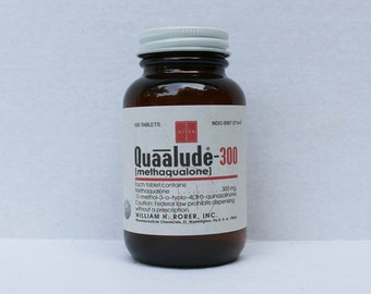 Quaalude Bottle, Amber Glass Bottle, Methaqualone Bottle, Mandrax Bottle, Knock The History Back, 100 Pill Capacity 4oz Bottle