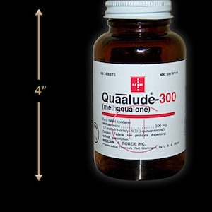Quaalude Bottle, Amber Glass Bottle, Methaqualone Bottle, Mandrax Bottle, Knock The History Back, 100 Pill Capacity 4oz Bottle
