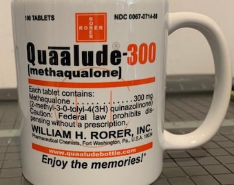 Quaalude Mug, Methaqualone Mug, Rorer Mug, Ludes Mug, Mandrax Mug, 12oz Ceramic Handmade Coffee Mug With Ludes Label