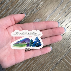 Quando meu coração estiver sobrecarregado, leve-me à rocha que é mais alta do que eu Adesivo l Adesivo cristão l Adesivo bíblico l Adesivo Jesus