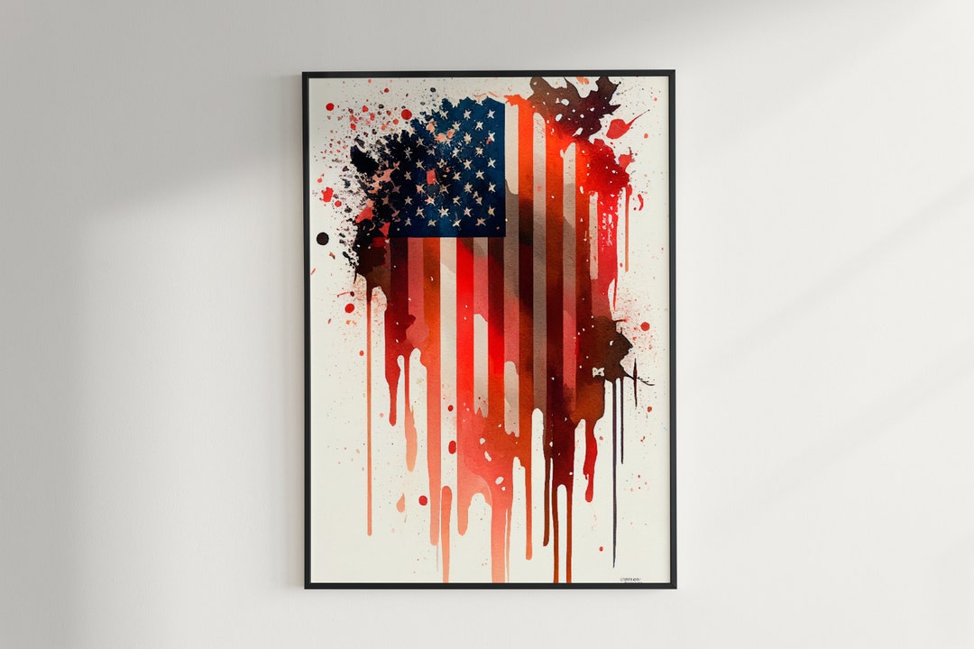 American Flag Watercolor R Downloadable Digital Art Print Art Print