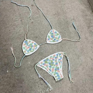 Handmade multicoloured cotton bikini, summer, beach, festival