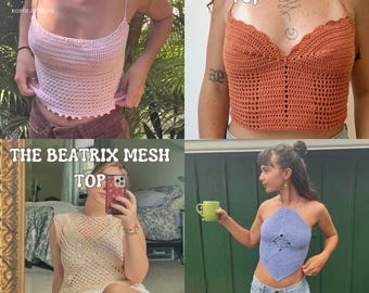 Zomer gehaakte toppatroonbundel, boho-haakwerk, eenvoudige haakpatronen, leuk haakpatroon, gehaakt crop-top, haken voor beginners, boho-haakwerk
