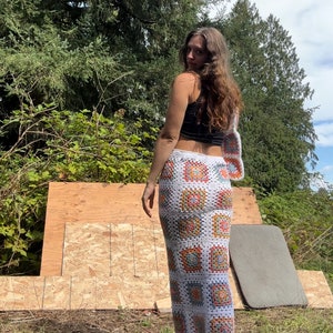 crochet handmade granny square maxi skirt