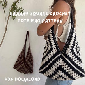 Modello all'uncinetto per borsa tote quadrata della nonna, modello all'uncinetto per principianti, modello all'uncinetto estivo, uncinetto carino, modello all'uncinetto boho, fai da te