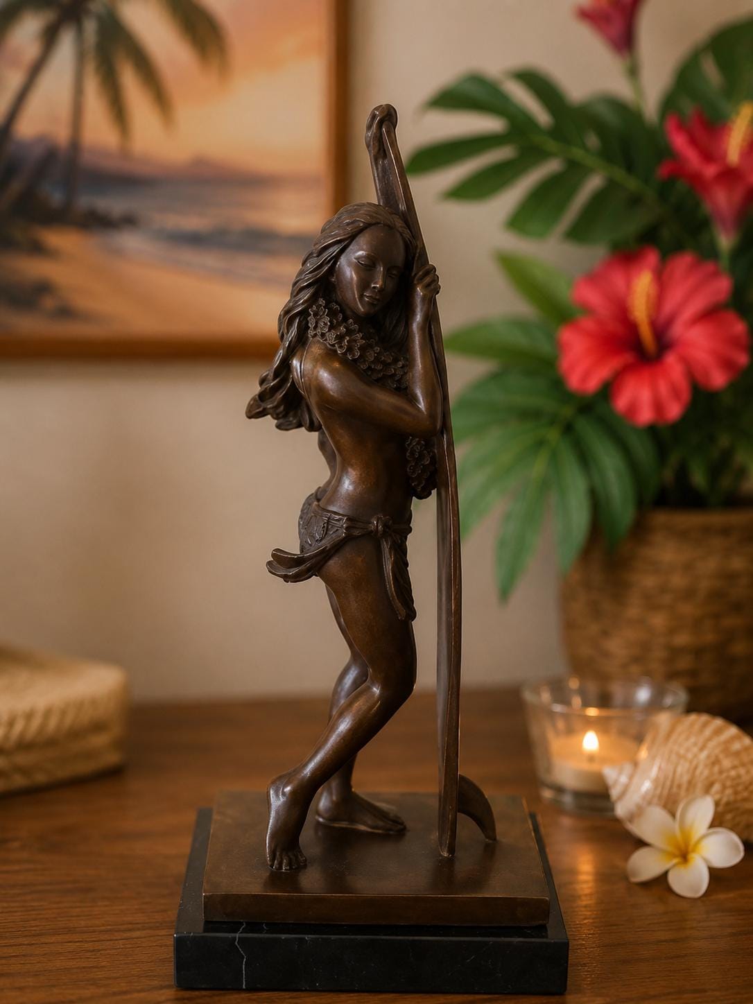Kim Taylor Reece Bronze Hula Statue: Moe Kahakai 