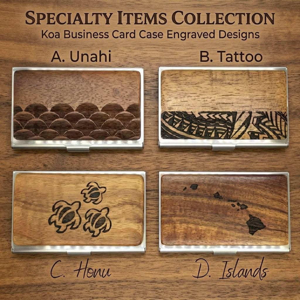 Unahi Pattern Specialty Items, Koa Business Card Case Engraved Designs (unahi, Tattoo ...
