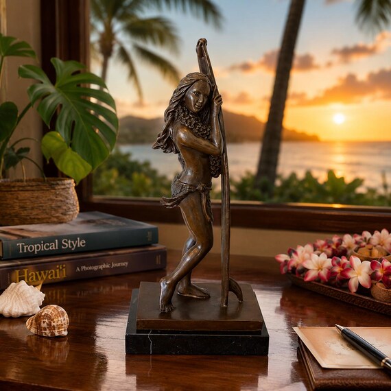 Kim Taylor Reece Bronze Hula Statue: Moe Kahakai 