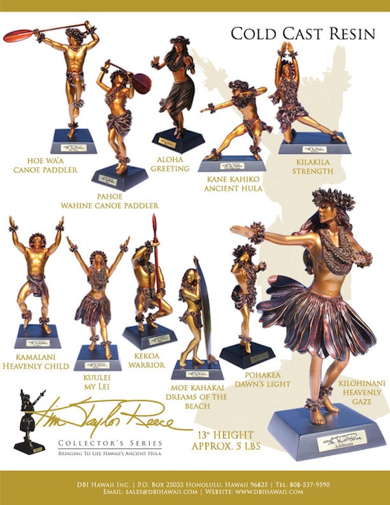 Kim Taylor Reece Cold Cast Resin Kane Kahiko “ancient Hula” Statue