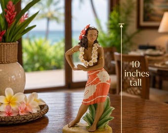 Vintage 1950's Chalkware Aloha Hula Girl Bobble Head Nodder