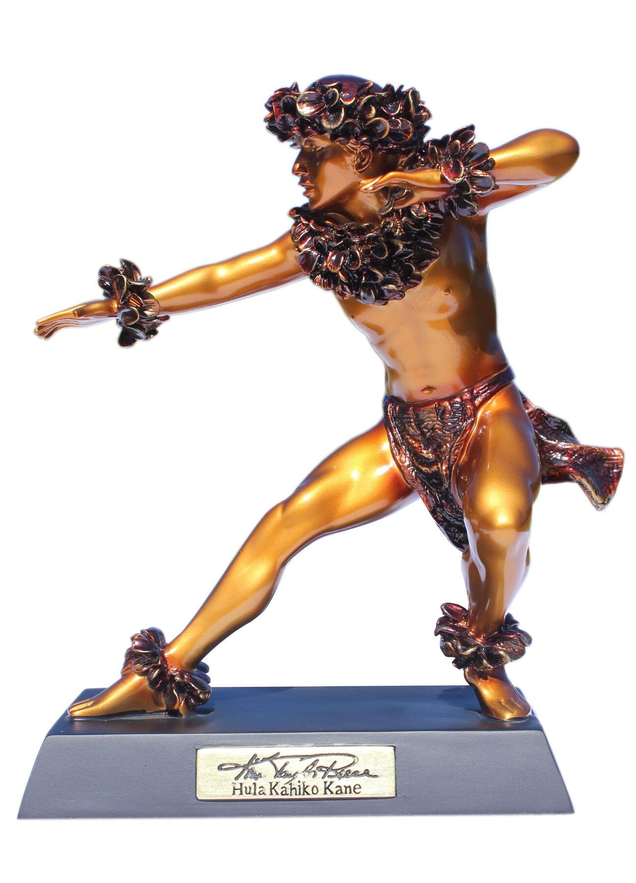 Kim Taylor Reece Cold Cast Resin Kane Kahiko Hula Statue Hawaiian