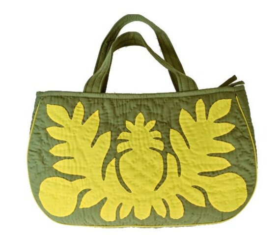 Hand Quilted Tote Bag: Pineapple/Ulu Design