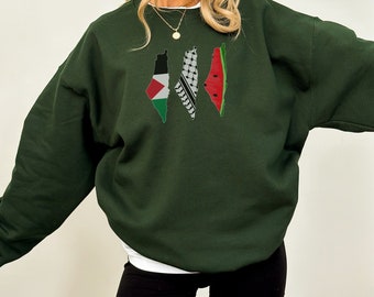 Palestine Maps Sweatshirt, Free Palestine Crewneck Sweatshirt, Keffiyeh Sweatshirt, Palestine Watermelon Sweatshirt, Palestine Flag Shirt