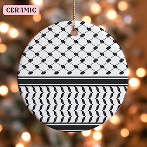 Palestinian Keffiyeh Ceramic or Acrylic Ornament, Free Palestine Ornament, Palestine Donation PCRF, Palestine Christmas Gift, Kufiyah