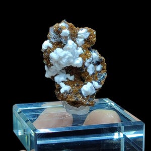 Quartz with Calcite on Limonite | Morocco Mineral Specimen 4x3x2 cm | Unique Crystal Formation | Moroccan Minerals