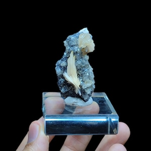 Cerussit mit Baryt & Galena aus Midelt, Marokko - 60g Mineral 6x3x2 cm