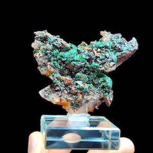 Quartz with Malachite from Tazlaght,souss,Massa,Morocco – Rare Mineral Specimen (7x6x3,5cm)