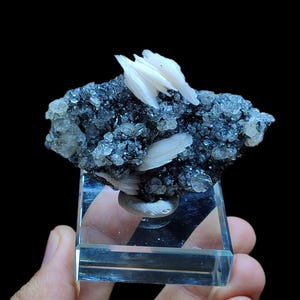 Cerussit mit Baryt & Galena aus Midelt, Marokko - 108g Mineral 7.5x5x3 cm