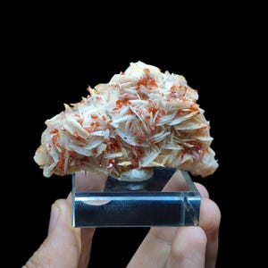 Vanadinite on Barite from Mibladen, Midelt, Morocco – 108g Mineral Specimen 7x5x3 cm