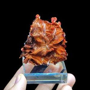 Vanadinite on Barite from Mibladen, Midelt, Morocco – Red Crystal Specimen 6x5x2 cm, 98g