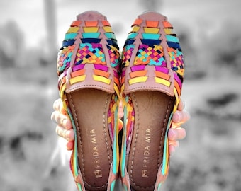 Mexican Huarache Sandals - Boho- Hippie - Vintage - Coachella - Mexican - Leather - Shoes - Handmade - Gift for her - gift for mom - slip on