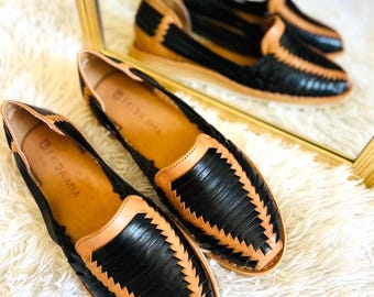Mexican Huarache Sandals - Boho- Hippie - Vintage - Mexican - Leather - Shoes - Handmade - Gift for her - gift for mom - black friday deal