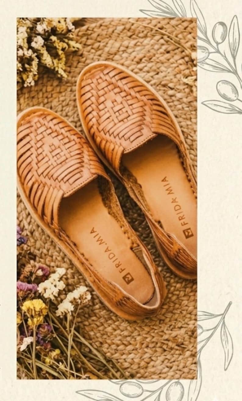 Mexikanska Huarache-sandaler - Boho- Hippie - Vintage - Mexikanska - Läder - Skor - Handgjorda - Present till henne - present till mamma - Black Friday-erbjudande bild 2