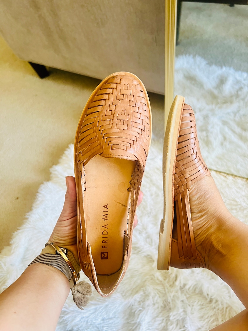Mexikanska Huarache-sandaler - Boho- Hippie - Vintage - Mexikanska - Läder - Skor - Handgjorda - Present till henne - present till mamma - Black Friday-erbjudande bild 8